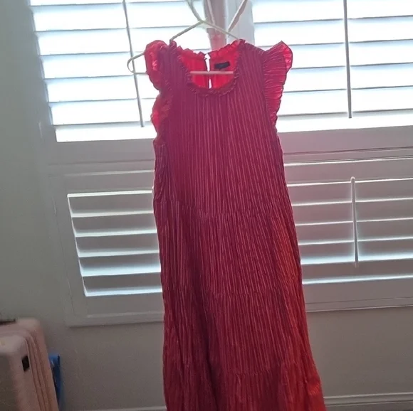 J. Crew Red Pleated Maxi Sundress - Picture 2 of 5